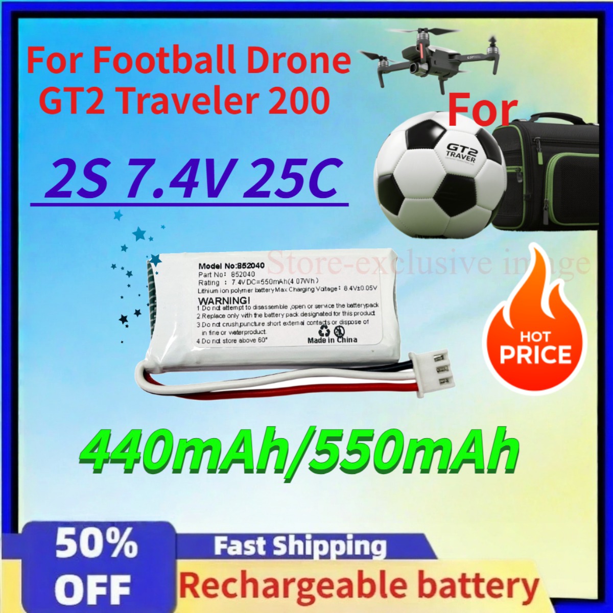 Xiaomi Travel Accessories - 440mAh/550mAh 2S 7.4V 25C Lithium Polymer