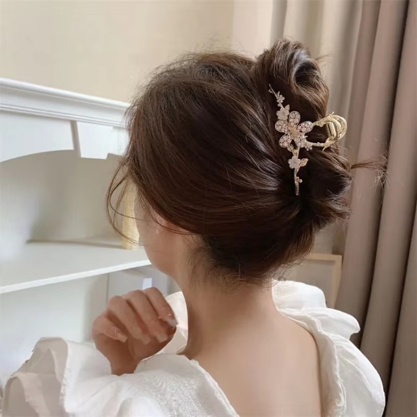 Travel Hair Accessories - 1 Pcs Metal Hair Claw Pearl