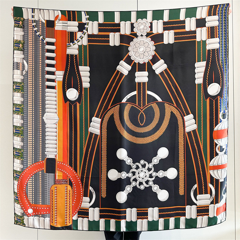 Saddle Print Silk Scarf Luxury - Travel Hair Accessories 评论和价格