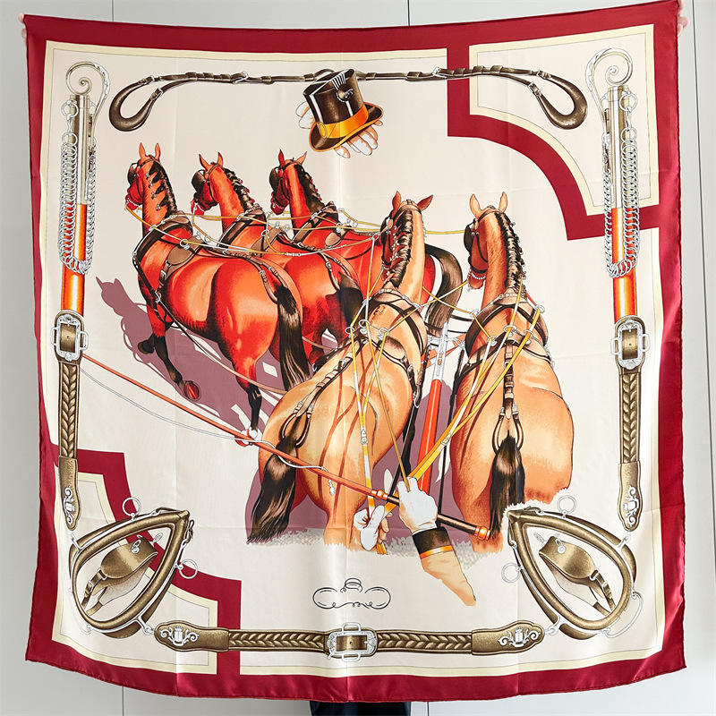Horse Silk Scarf Luxury Design - Travel Hair Accessories 评论和价格