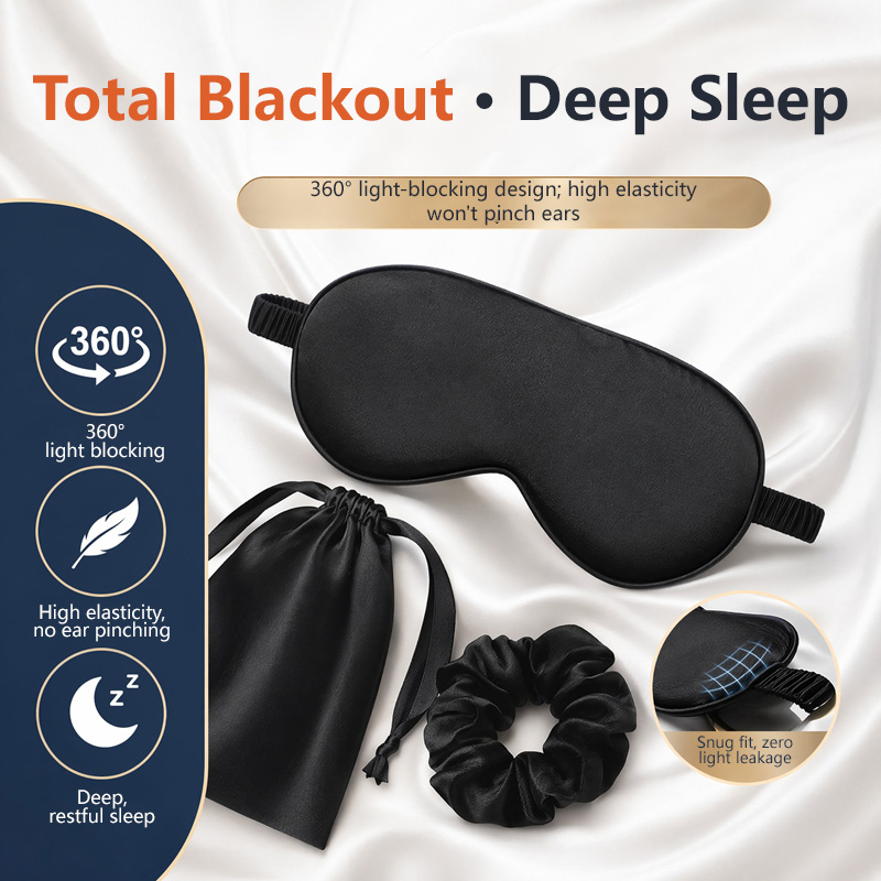 Silk Eye Mask 3Pcs Set Light B - Travel Hair Accessories 评论和价格
