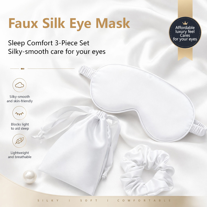 Silk Eye Mask 3Pcs Set Light B - Travel Hair Accessories 评论和价格