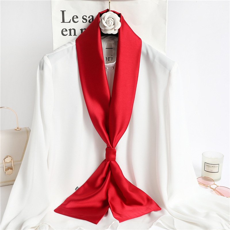 Red Solid Color Long Silk Scar - Travel Hair Accessories 评论和价格